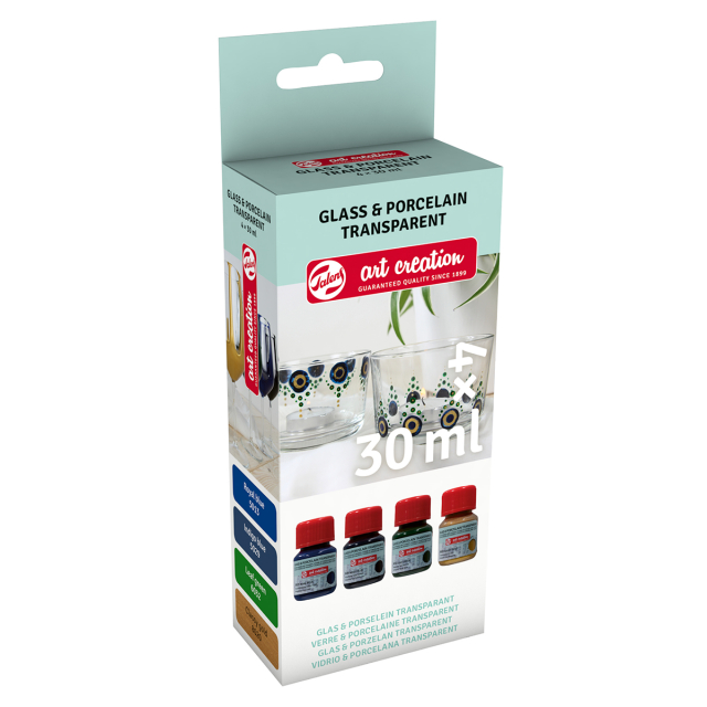 Glass & Porselensmaling Transparent Set 4 x 30 ml Blå