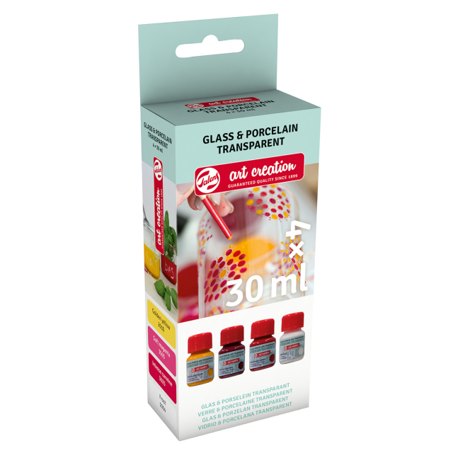 Glass & Porselensmaling Transparent Set 4 x 30 ml Rosa Frost