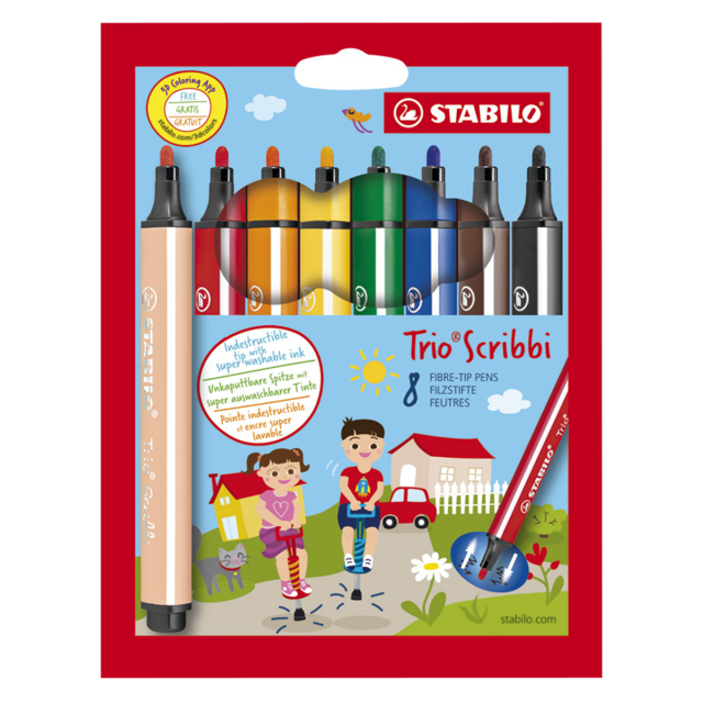 Trio Scribbi Tusjpenner 8-pakning