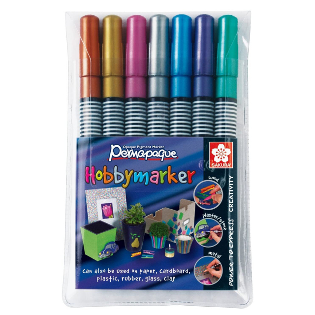 Permapaque Hobbymarker Metallic 7-sett