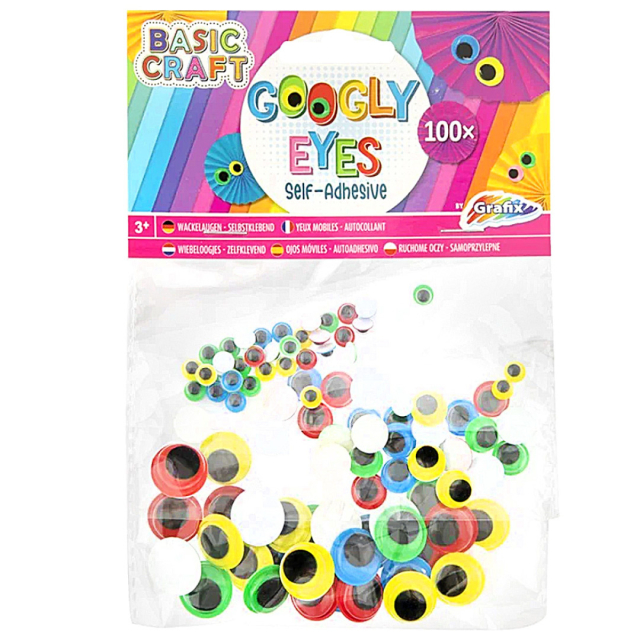 Bevegelige øyne Colour Mix 100-pakk selvklebende