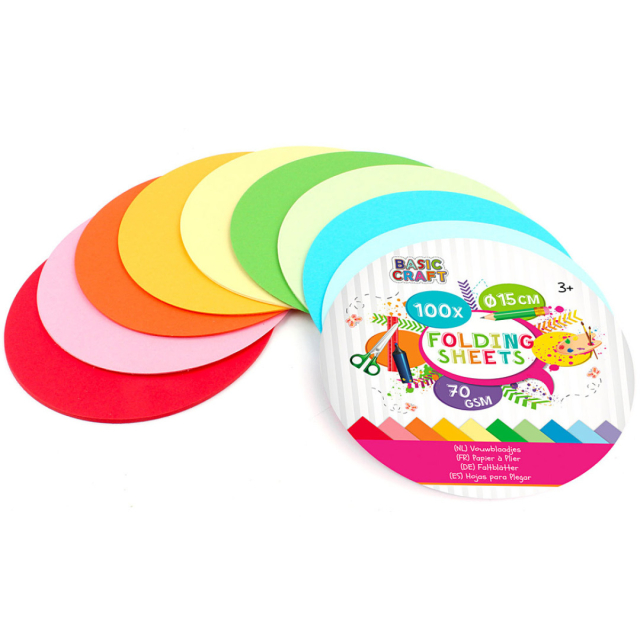 Origamipapir Rund 15cm 100-pakke