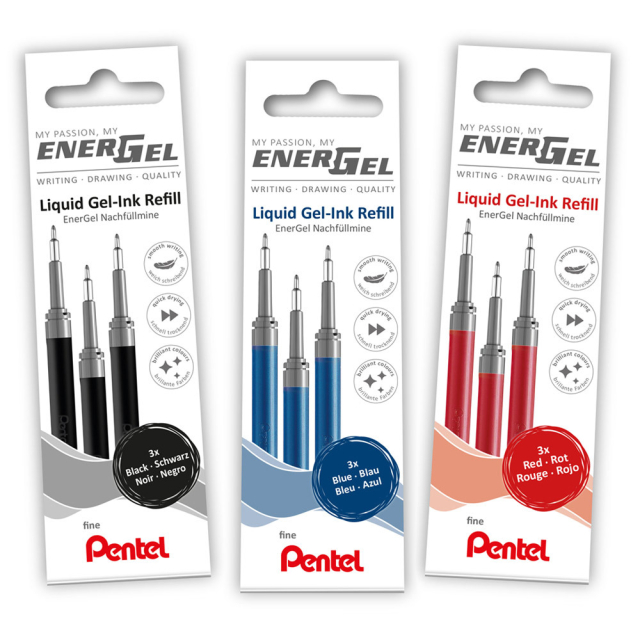 Refill Energel 3-pakning 0.5 Svart i gruppen Penner / Penntilbehør / Patroner og refiller hos Pen Store (129519)