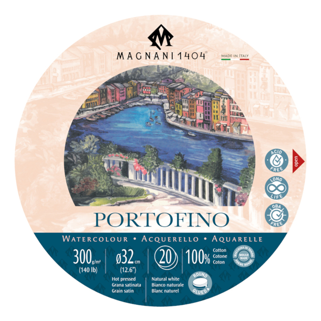 Akvarellblokk Rund Portofino 100% Bomull 300g 32cm 20 Sheets