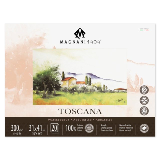 Akvarellblokk Toscana 100% Bomull 300g Rough 31x41cm 20 Sheets