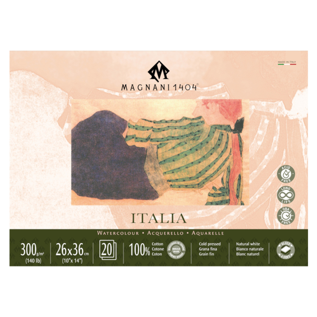 Akvarellblokk Italia 100% Bomull 300g 26x36cm 20 Sheets