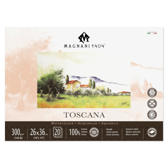 Akvarellblokk Toscana 100% Bomull 300g 26x36cm 20 Sheets
