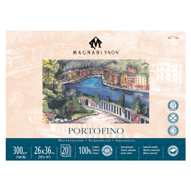 Akvarellblokk Portofino 100% Bomull 300g 26x36cm 20 Sheets