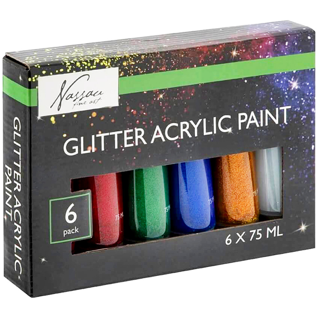 Akryl 75ml Glitter 6-set