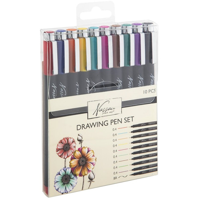 Drawing Pen Fargede Fineliners 10-sett