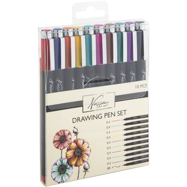 Drawing Pen Fargede Fineliners 10-sett