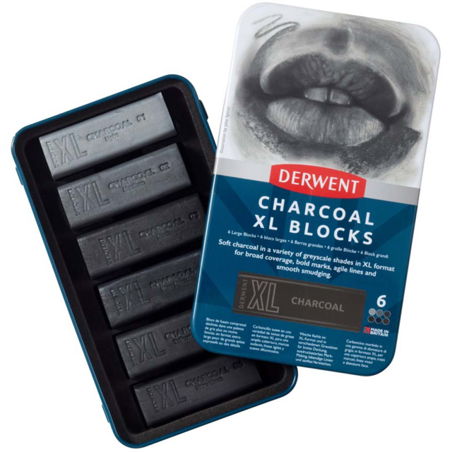 Charcoal XL Blocks Tin 6-sett