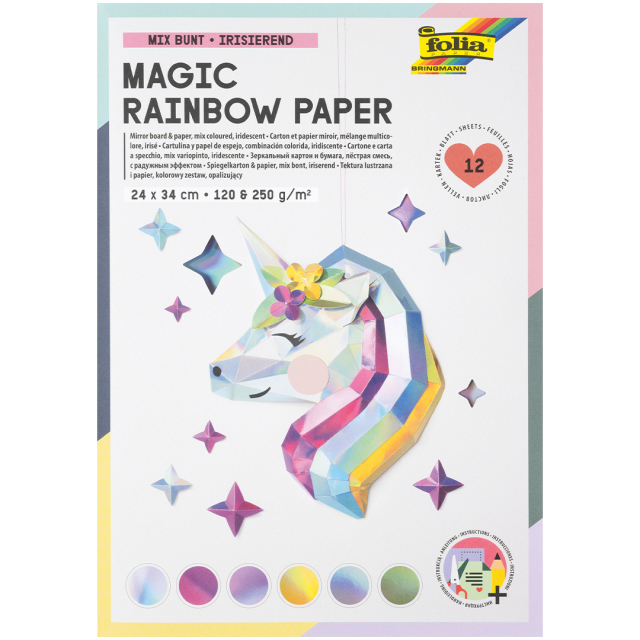Fargeskiftende papir/kartong Magic Rainbow 12 ark