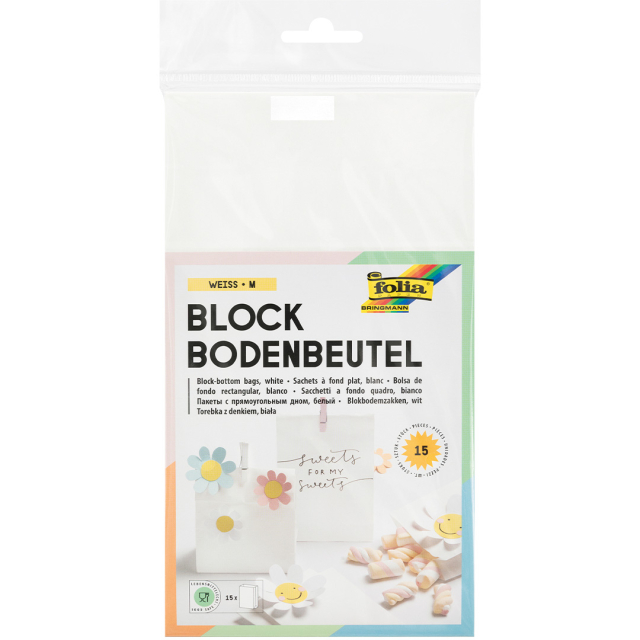 Blokkbunnposer Hvit 15-pakke