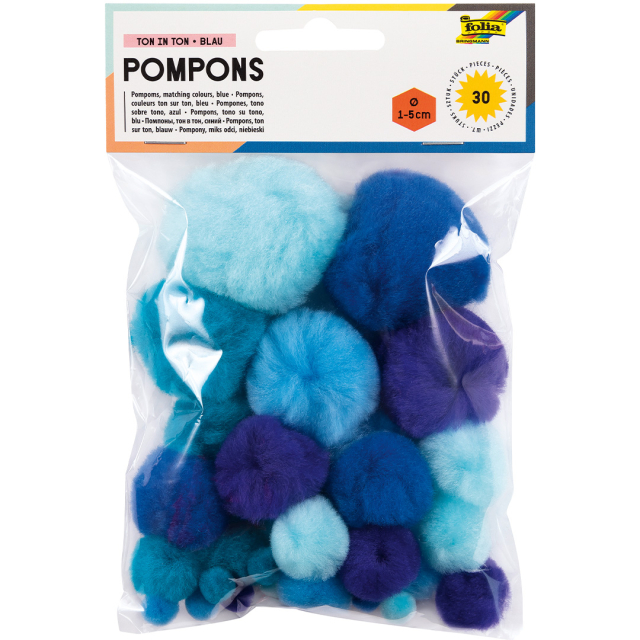 Pompoms Blå 30-pakke