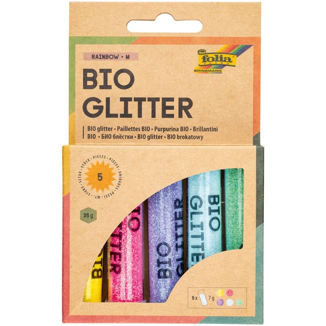Bio Glitter Mix Rainbow 5-pakke