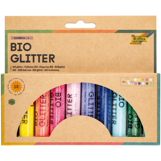 Bio Glitter Mix Rainbow 10-pakke