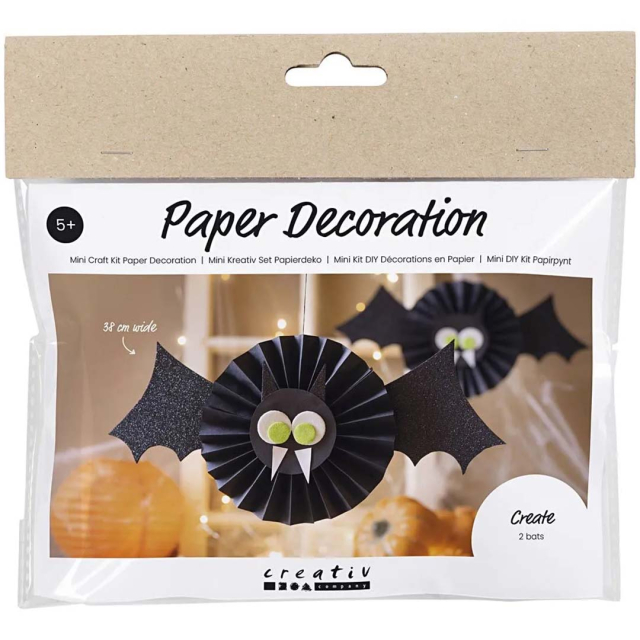 Mini DIY-sett Papirdekorasjon Flaggermus (5 år+)
