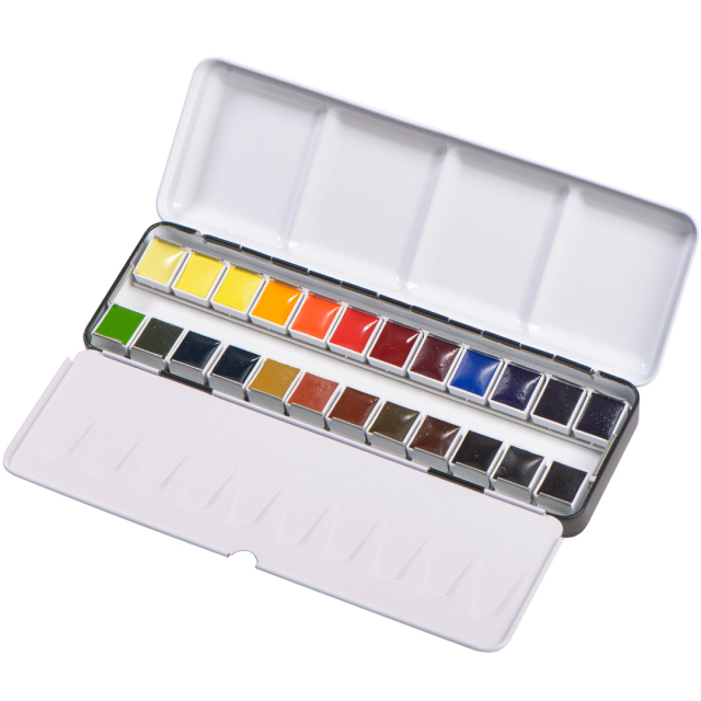 Aquarell Metallboks 24-set halvkopper