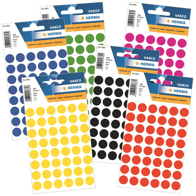 Rund selvklebende etikett Ø13mm 240-pk