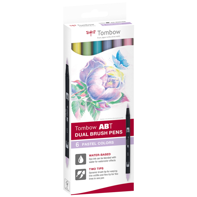 ABT Dual Brush pen 6-set Pastel