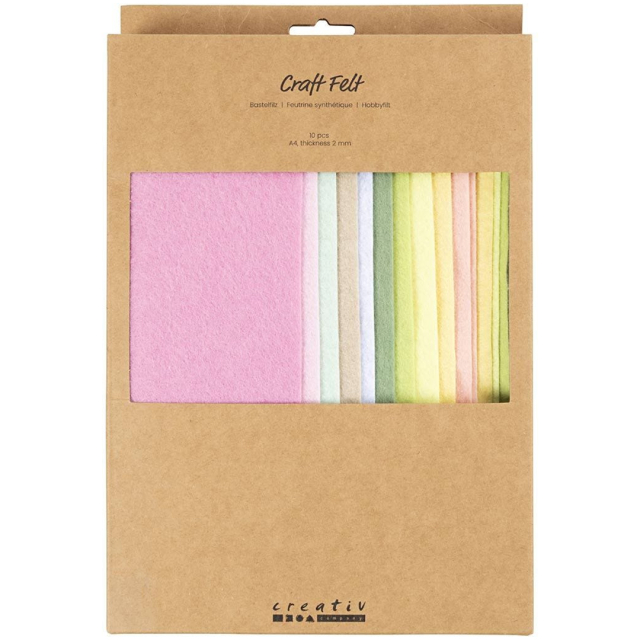 Hobbyfilt A4 10-pakning Pastellfarger