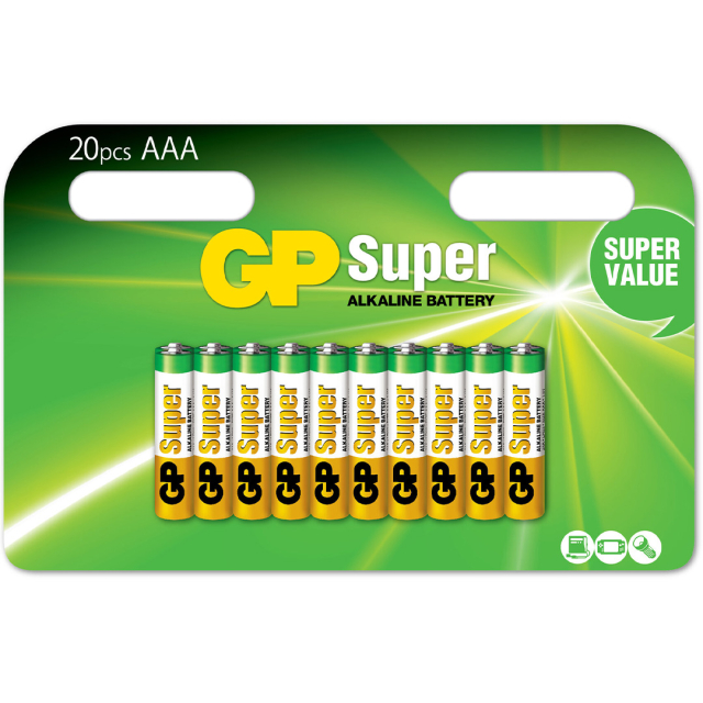 Batteri Super Alkaline AAA 20-pakning