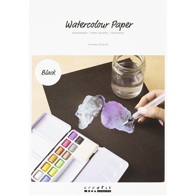Svart Akvarellpapir A4 230 g