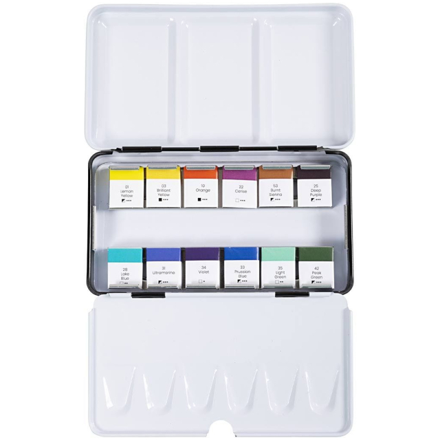 Akvarellfarge 12 halvkopper