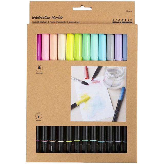 Akvarellpenner Two-Tip Brush 12-sett