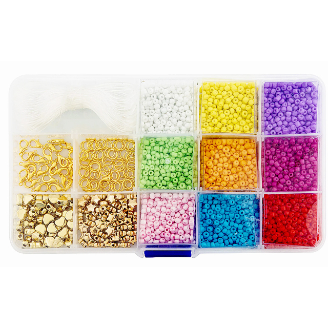Perler i oppbevaringsboks mix
