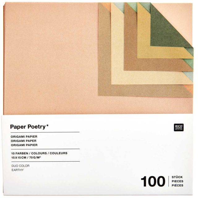 Origami-papir Duo Colour Earthy 15x15 cm 100 ark