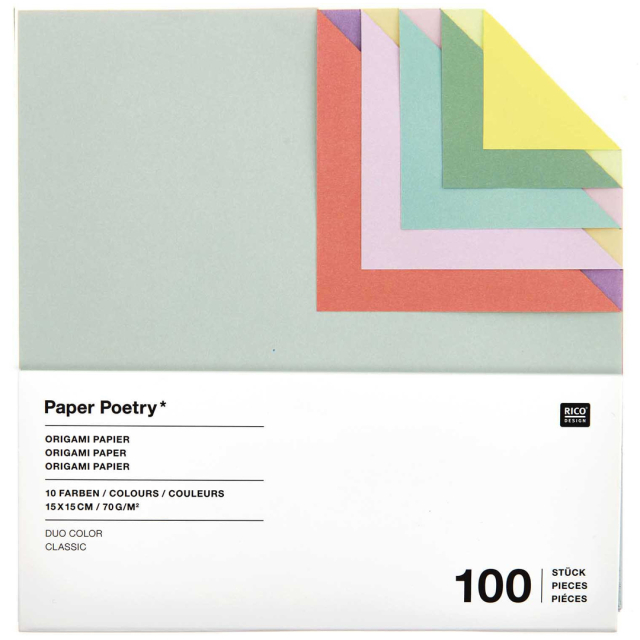 Origami-papir Duo Colour Classic 15x15 cm 100 ark