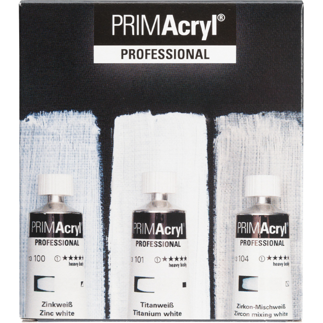 PRIMAcryl Akrylmaling 35 ml Hvit 3-sett