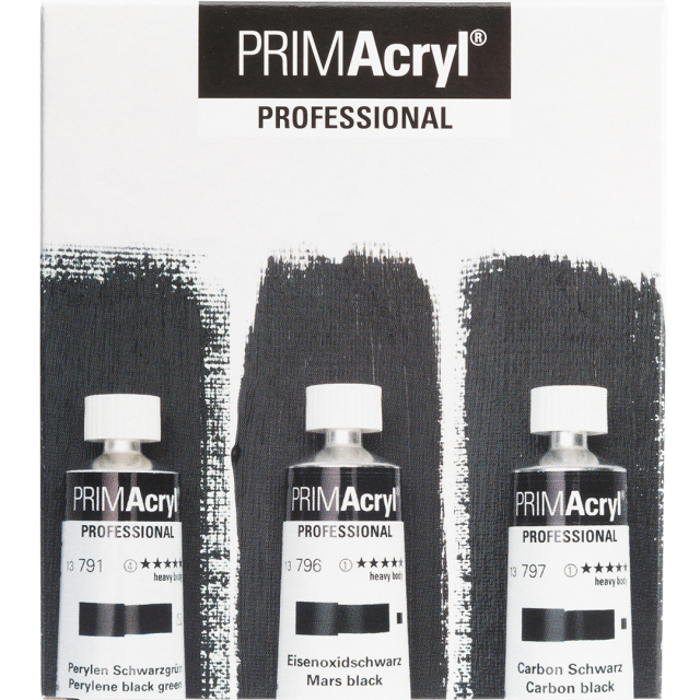 PRIMAcryl Akrylmaling 35 ml Svart 3-sett