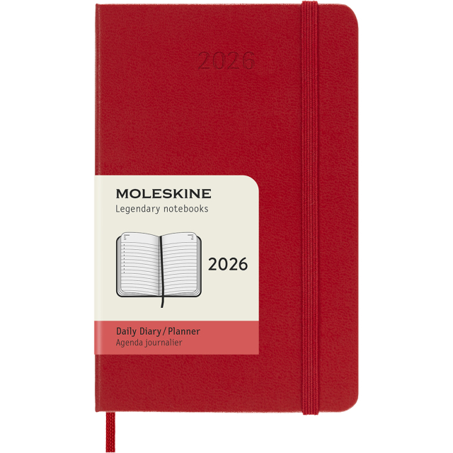 Kalender 12M Daily 2026 Hardcover Pocket Red