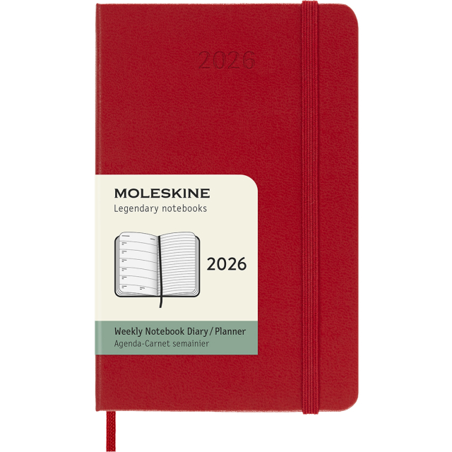 Kalender 12M Weekly Notebook 2026 Hardcover Pocket Red