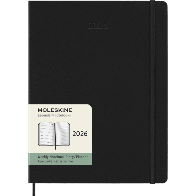 Kalender 12M Weekly Notebook 2026 Hardcover XL Black