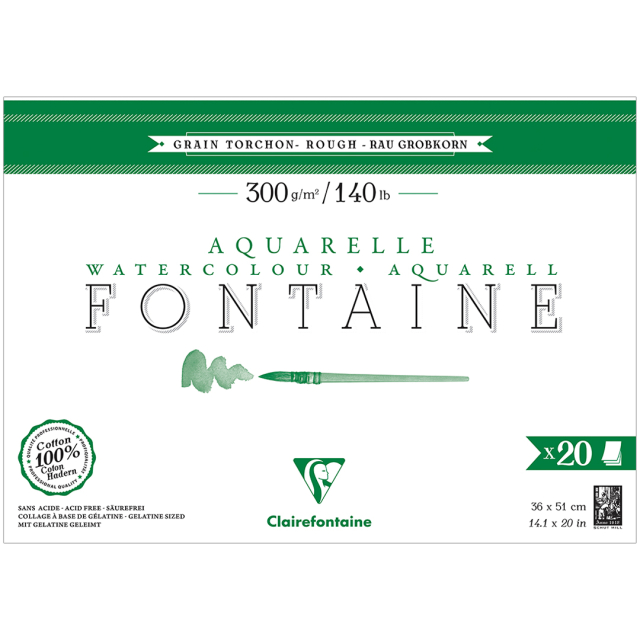 Fontaine Akvarellblokk Rough 36x51 cm 300g