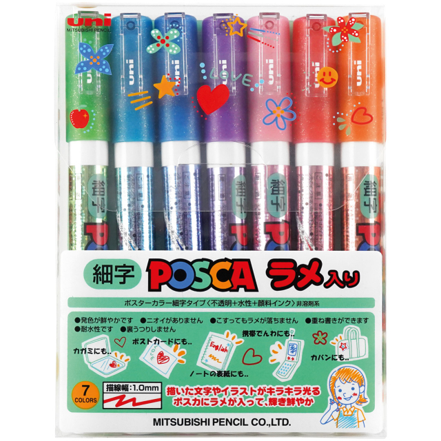 Posca PC-3M Glitter 7-sett
