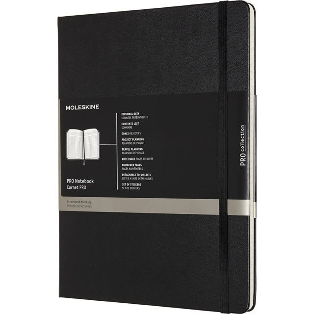 Pro Hard Cover Notebook XL Black Linjert