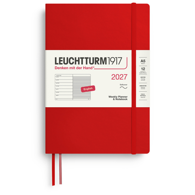 Kalender Weekly Planner & Notebook 2027 A5 Soft Cover Cherry