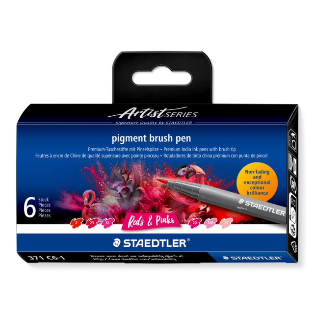 Pigment Arts Brush Pen 6-sett Red/Pink