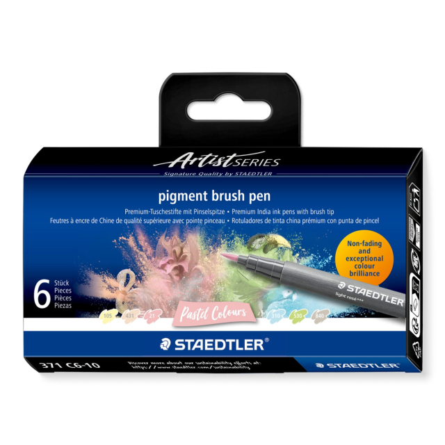 Pigment Arts Brush Pen 6-sett Pastel