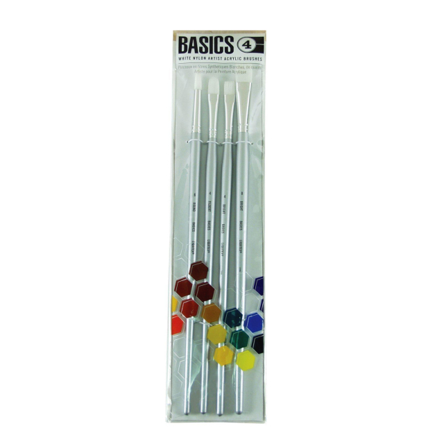 Syntetpensler Akryl Long Handle 4-pakning