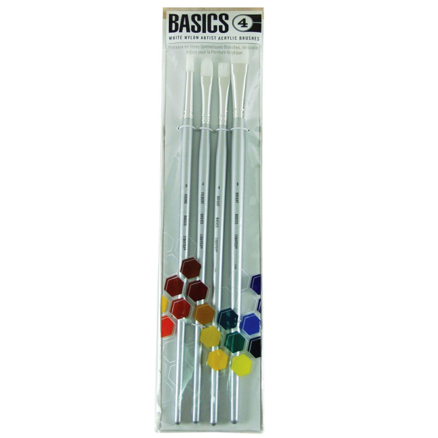 Syntetpensler Akryl Long Handle 4-pakning