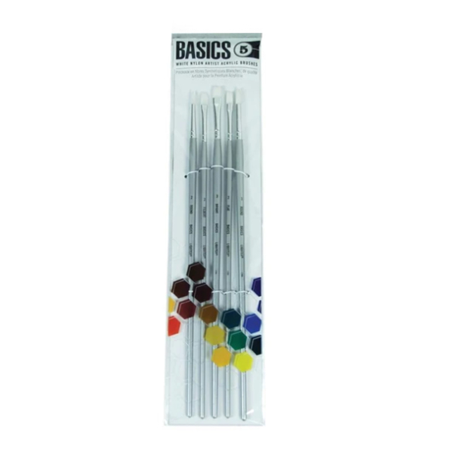 Syntetpensler Akryl Long Handle 5-pakning