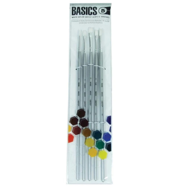 Syntetpensler Akryl Long Handle 5-pakning