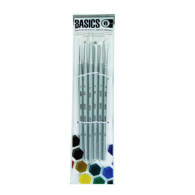 Syntetpensler Akryl Short Handle 6-pakning