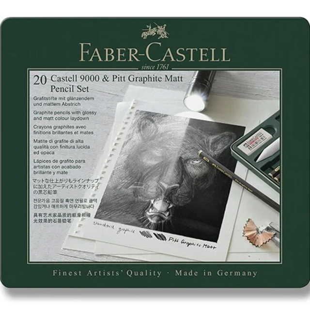 Blyantsett Pitt Graphite Matt + Castell 9000 20 deler